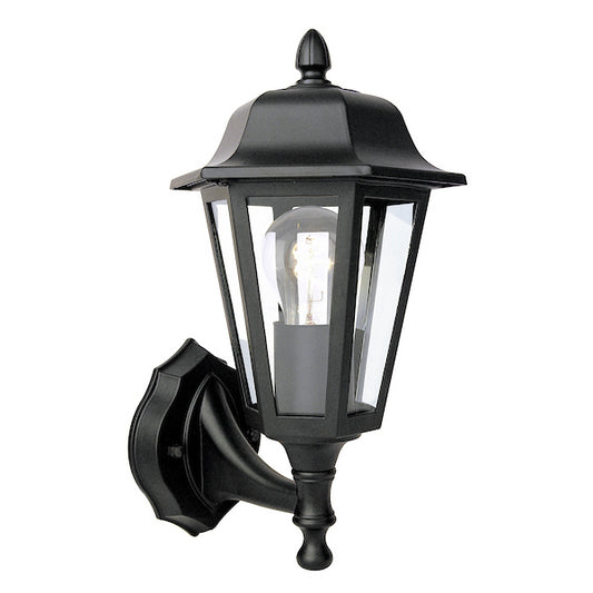 Dar Lighting Lewis Outdoor IP44 Matt Black & Glass Wall Light