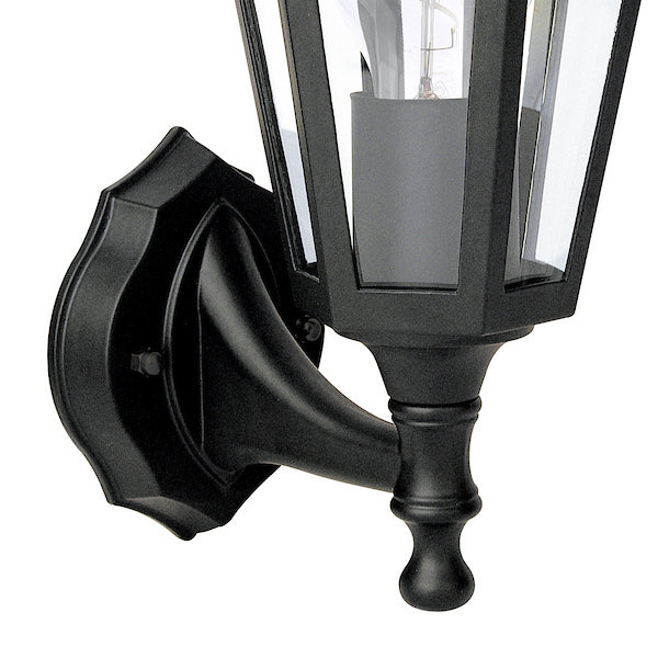Dar Lighting Lewis Outdoor IP44 Matt Black & Glass Wall Light