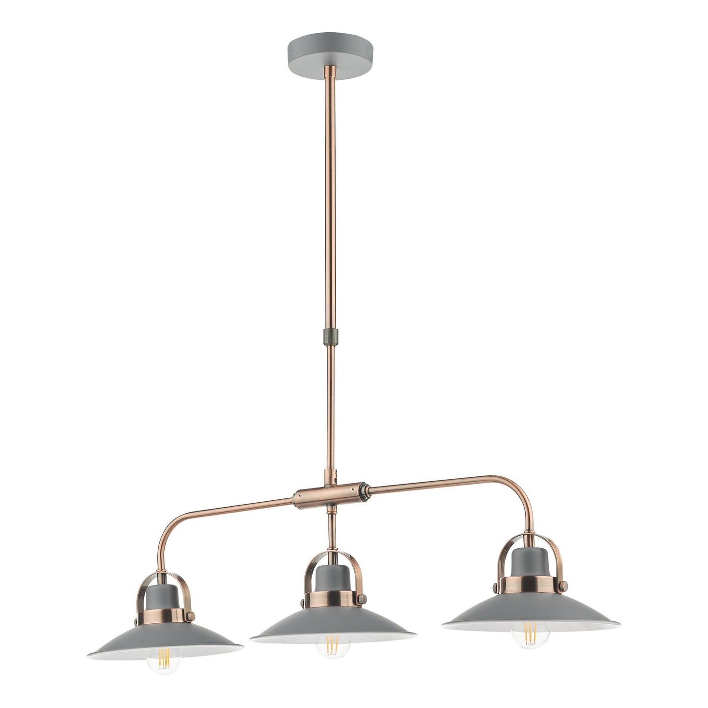 Dar Lighting Liden 3 Light Graphite & Copper Bar Pendant