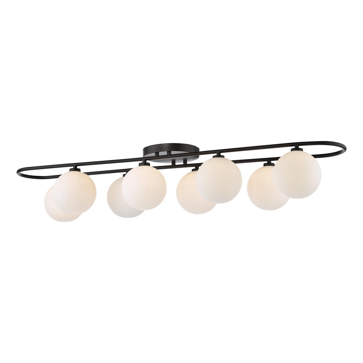 Dar Lighting Luana 8 Light Matt Black & Opal Glass Semi Flush