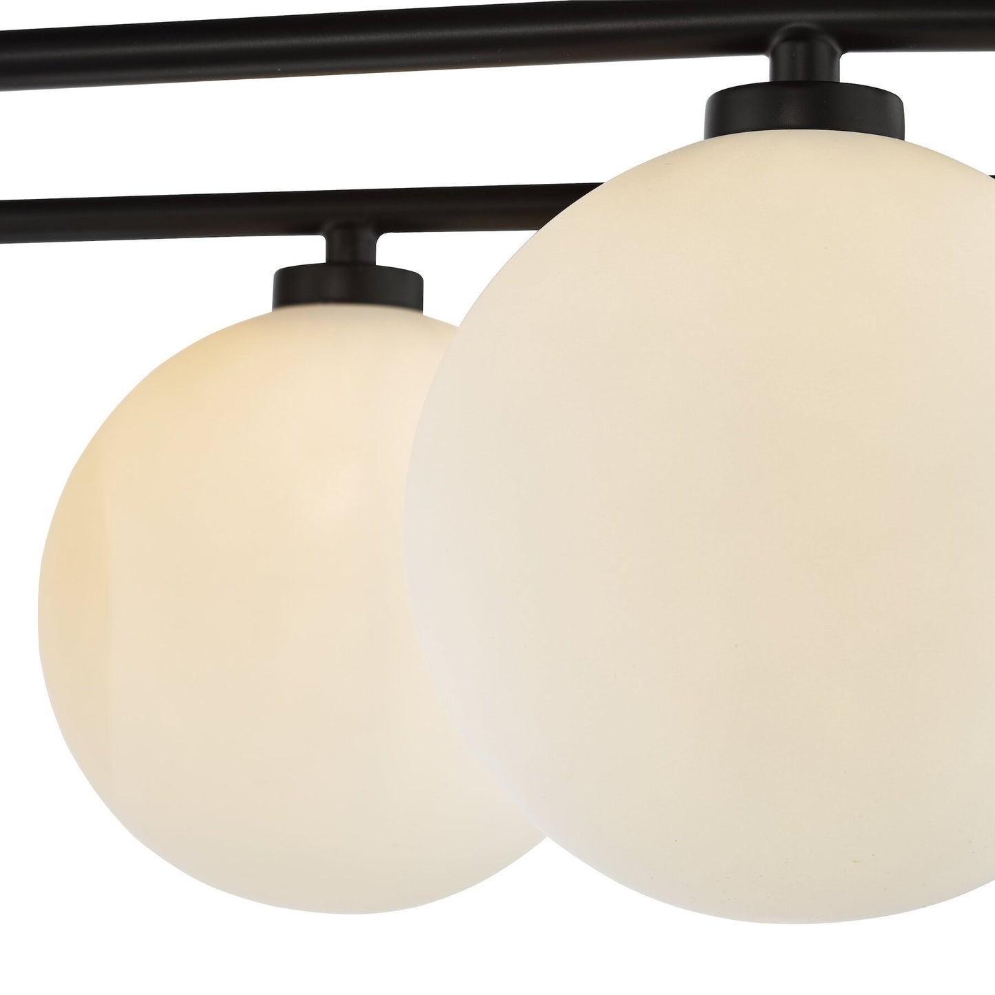 Dar Lighting Luana 8 Light Matt Black & Opal Glass Semi Flush