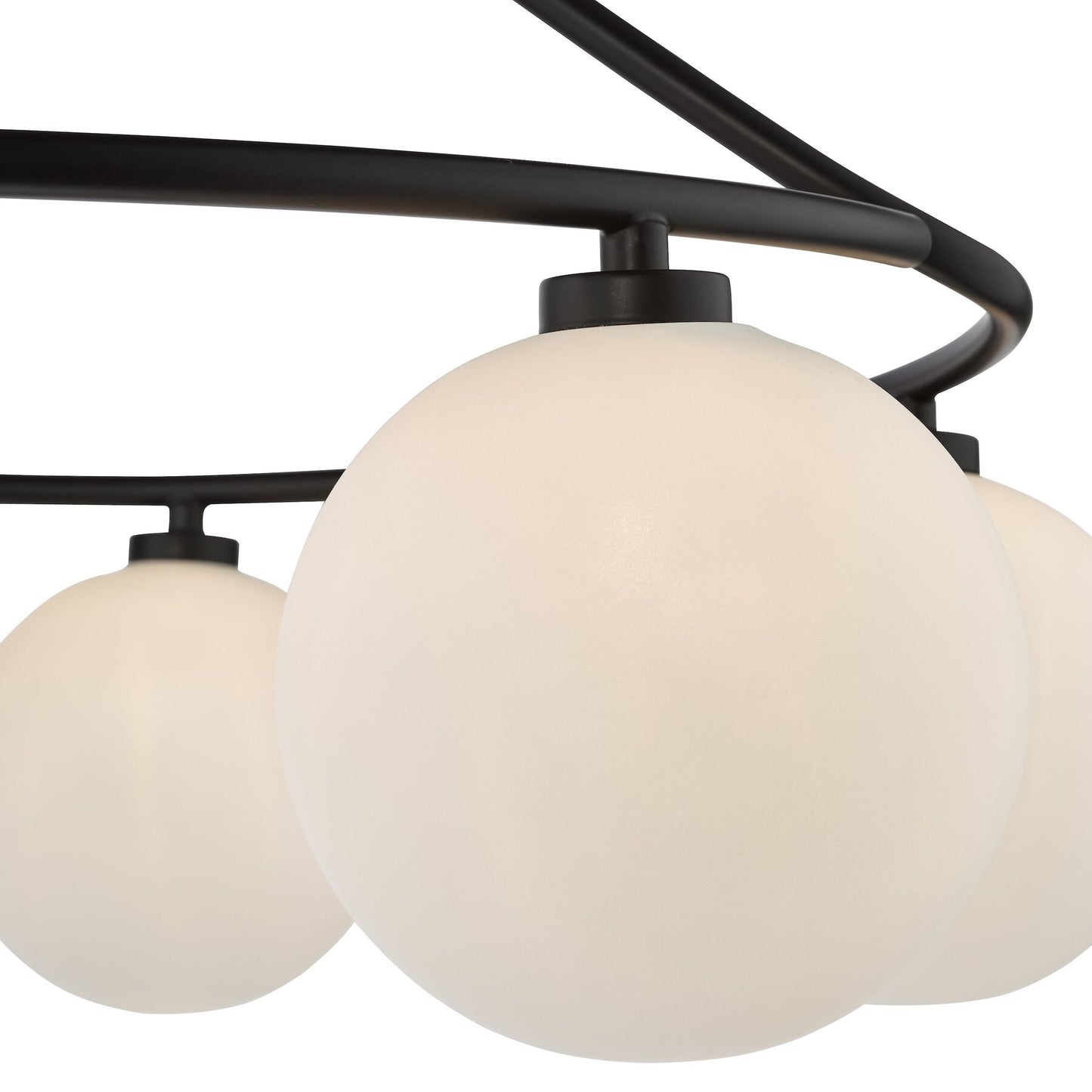 Dar Lighting Luana 6 Light Matt Black & Opal Glass Semi Flush