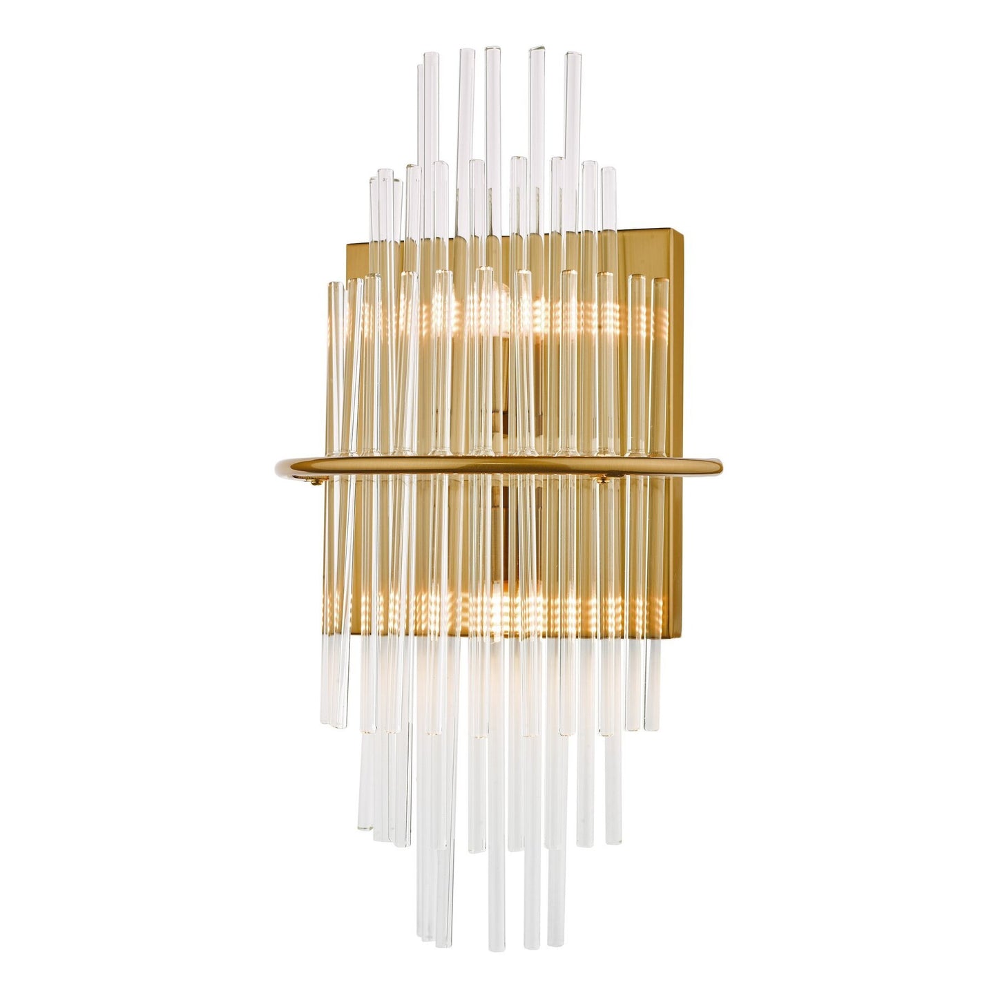 Dar Lighting Lukas 2 Light Antique Gold & Glass Wall Light