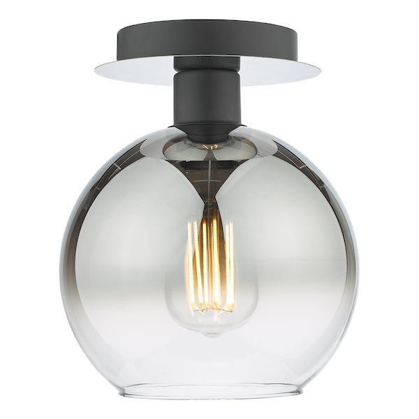 Dar Lighting Lycia Matt Black Ombre & Smoked Glass Semi Flush