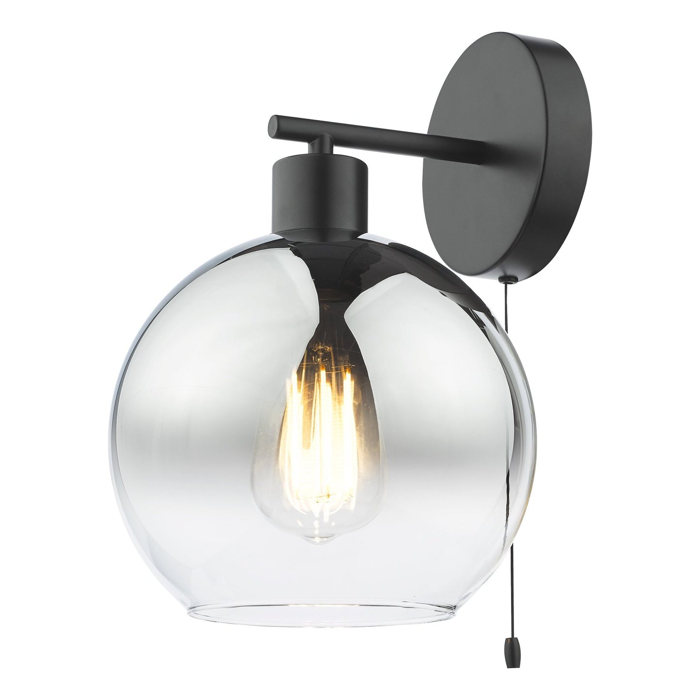 Dar Lighting Lycia Matt Black & Smoked Ombre Glass Wall Light