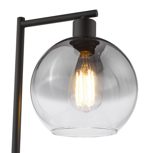 Dar Lighting Lycia Matt Black & Smoked Ombre Glass Table Lamp