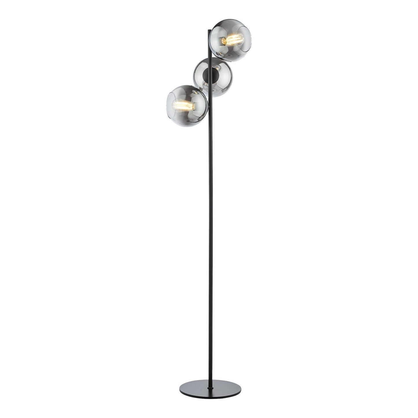 Dar Lighting Lycia 3 Light Matt Black & Smoked Ombre Glass Floor Lamp