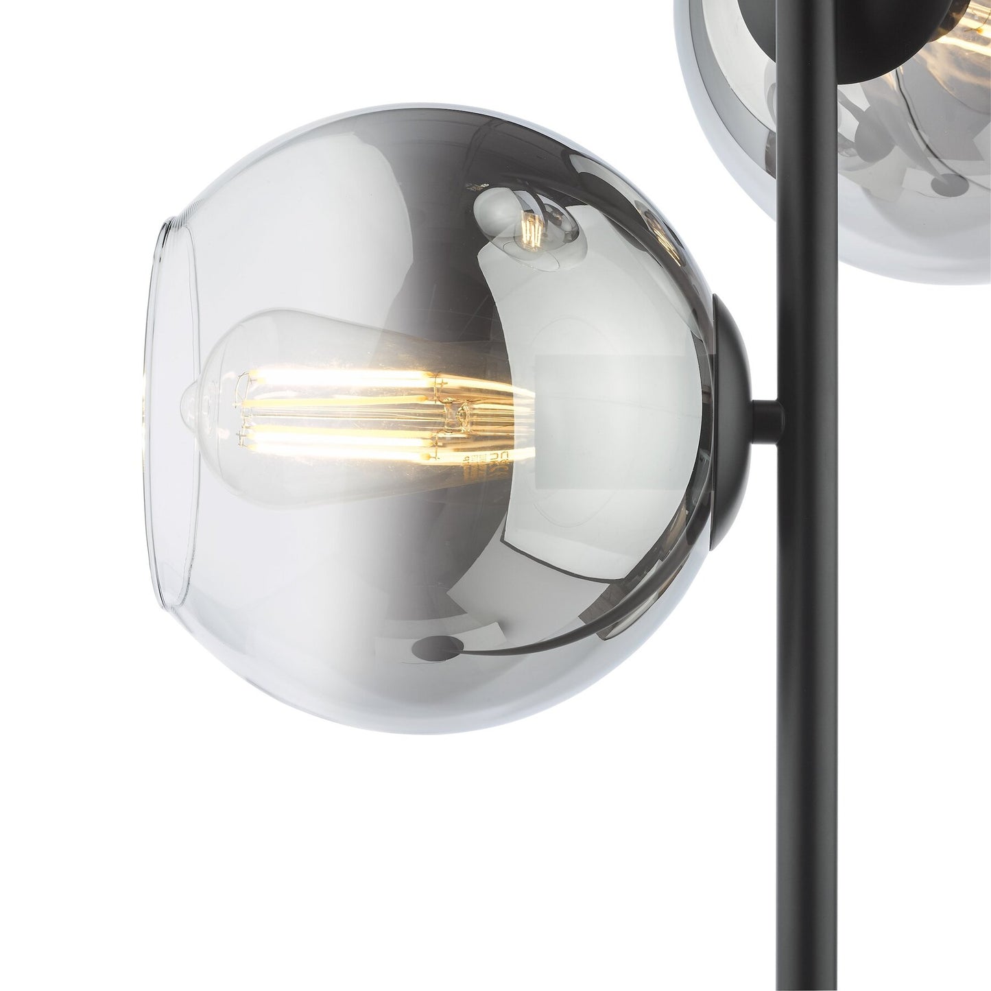 Dar Lighting Lycia 3 Light Matt Black & Smoked Ombre Glass Floor Lamp