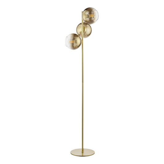 Dar Lighting Lycia 3 Light Satin Gold & Gold Ombre Glass Floor Lamp