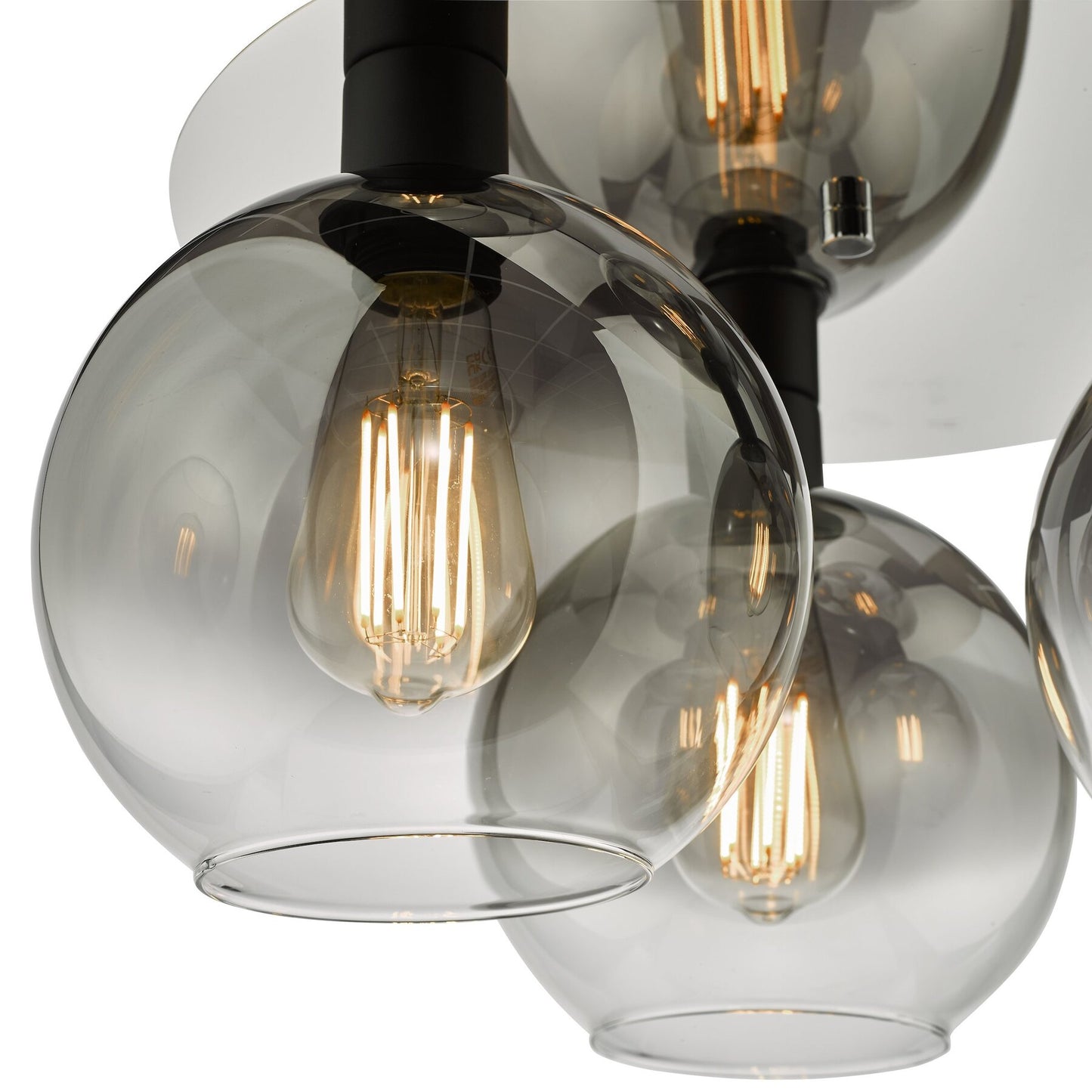 Dar Lighting Lycia 3 Light Matt Black & Smoked Ombre Glass Flush