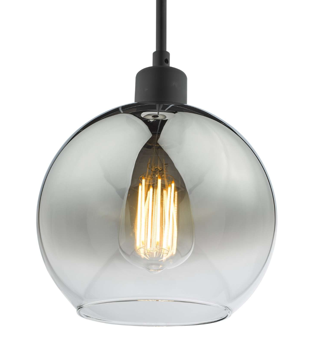 Dar Lighting Lycia Matt Black & Ombre Smoked Glass Pendant