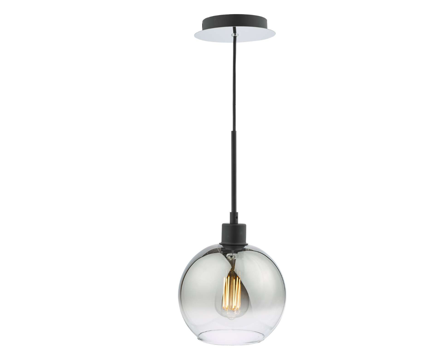 Dar Lighting Lycia Matt Black & Ombre Smoked Glass Pendant