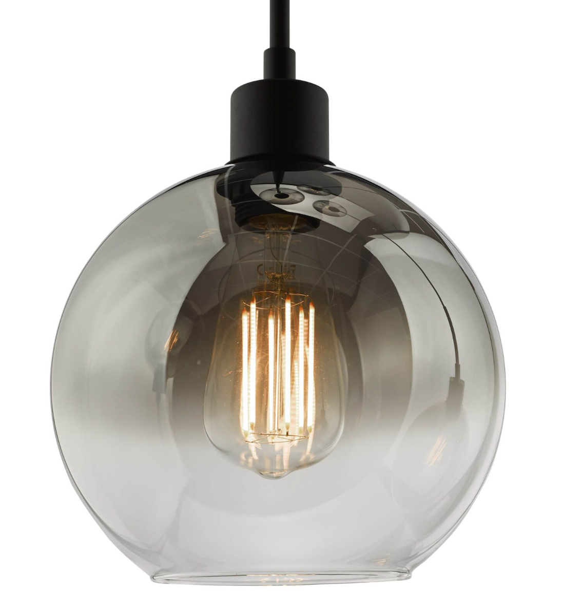 Dar Lighting Lycia Matt Black & Smoked Ombre Glass 3 Light Cluster Pendant
