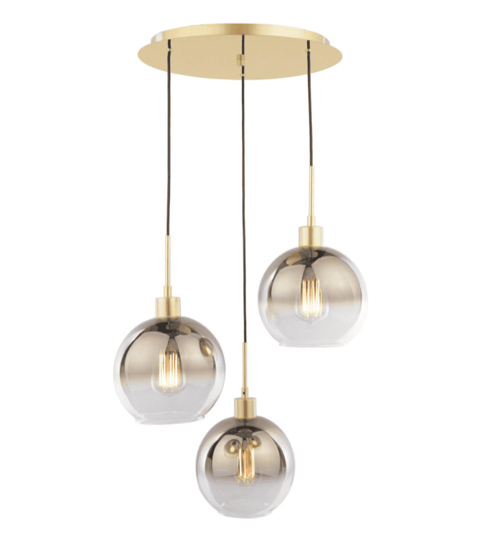 Dar Lighting Lycia 3 Light Satin Gold & Gold Ombre Glass Cluster Pendant