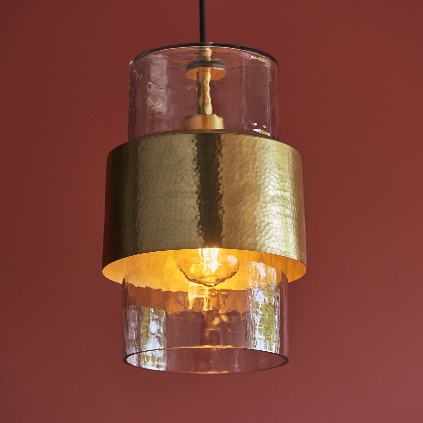 Vesilo Lighting Forge Brass Hammered Pendant