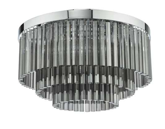 Dar Lighting Logan 5 Light Polished Chrome & Smoked Glass Flush