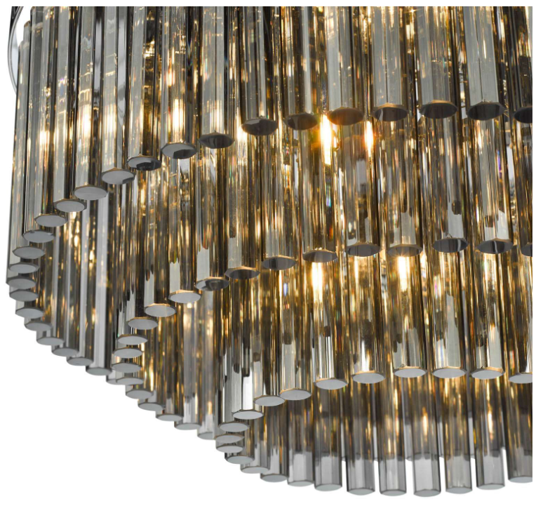 Dar Lighting Logan 5 Light Polished Chrome & Smoked Glass Flush
