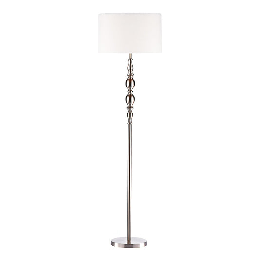 Dar Lighting Madrid Satin Chrome Floor Lamp With Shade