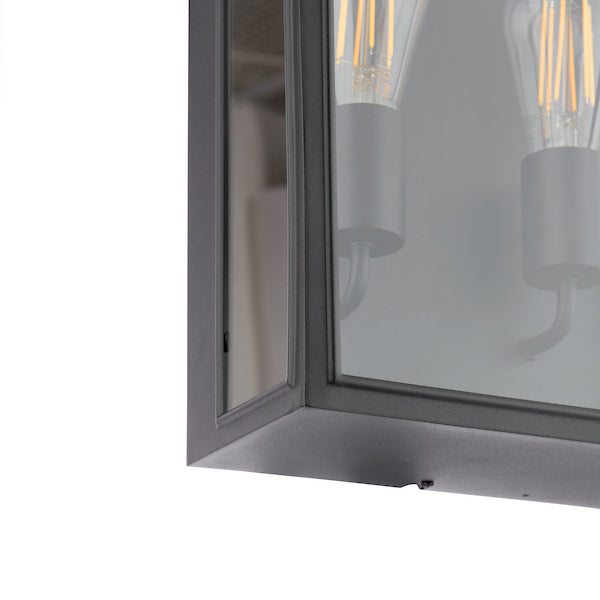 Dar Lighting Mazin 2 Light Outdoor IP44 Matt Black & Glass Wall Light