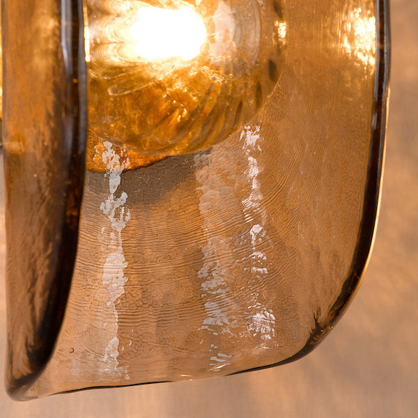 Dar Lighting Megara Antique Bronze & Tea Smoked Glass Wall Light