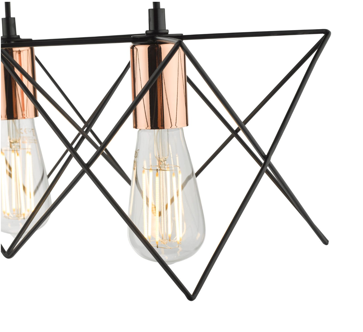 Dar Lighting Midi 4 Light Black & Copper Detail Bar Pendant