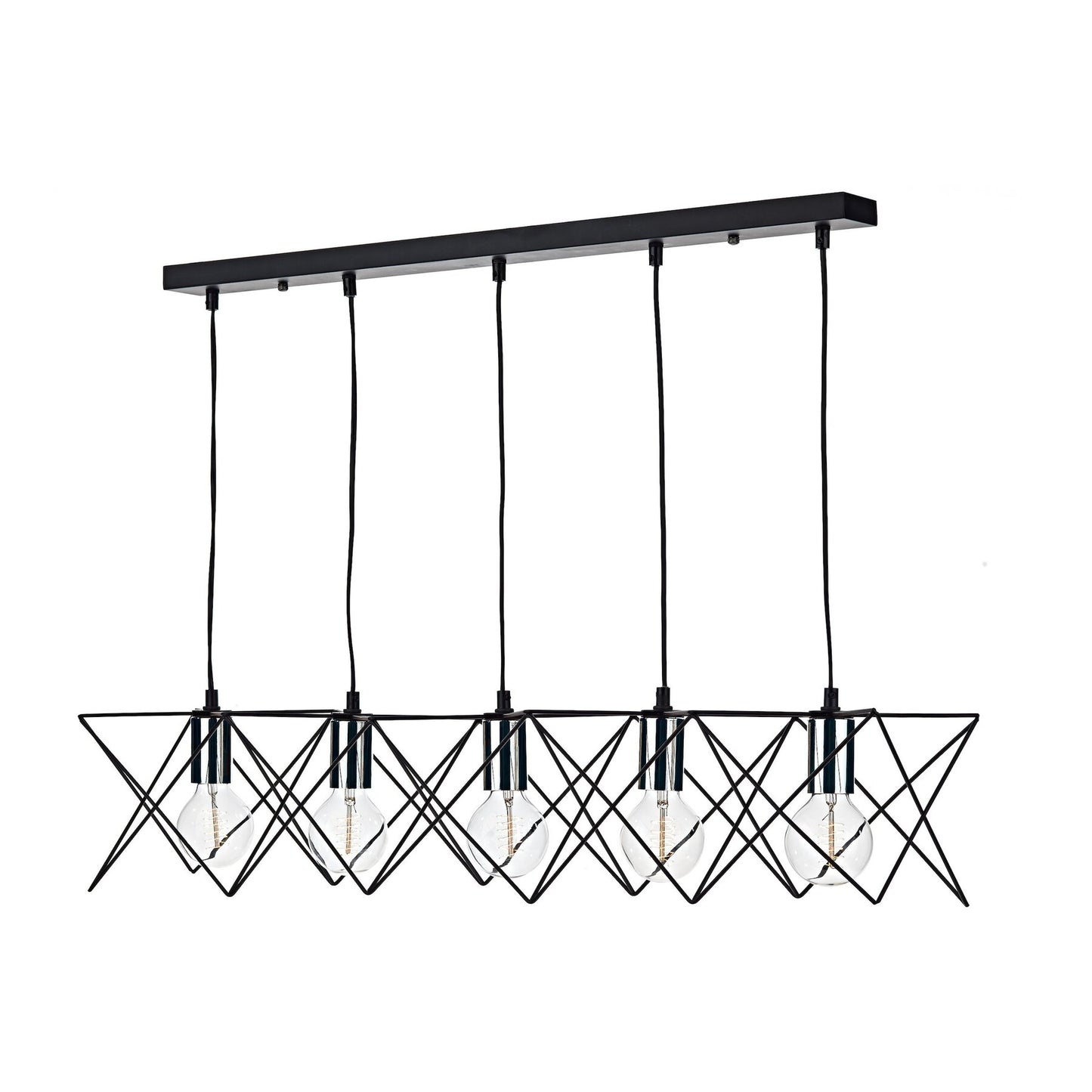 Dar Lighting Midi Cage 5lt Black & Polished Chrome Bar Pendant