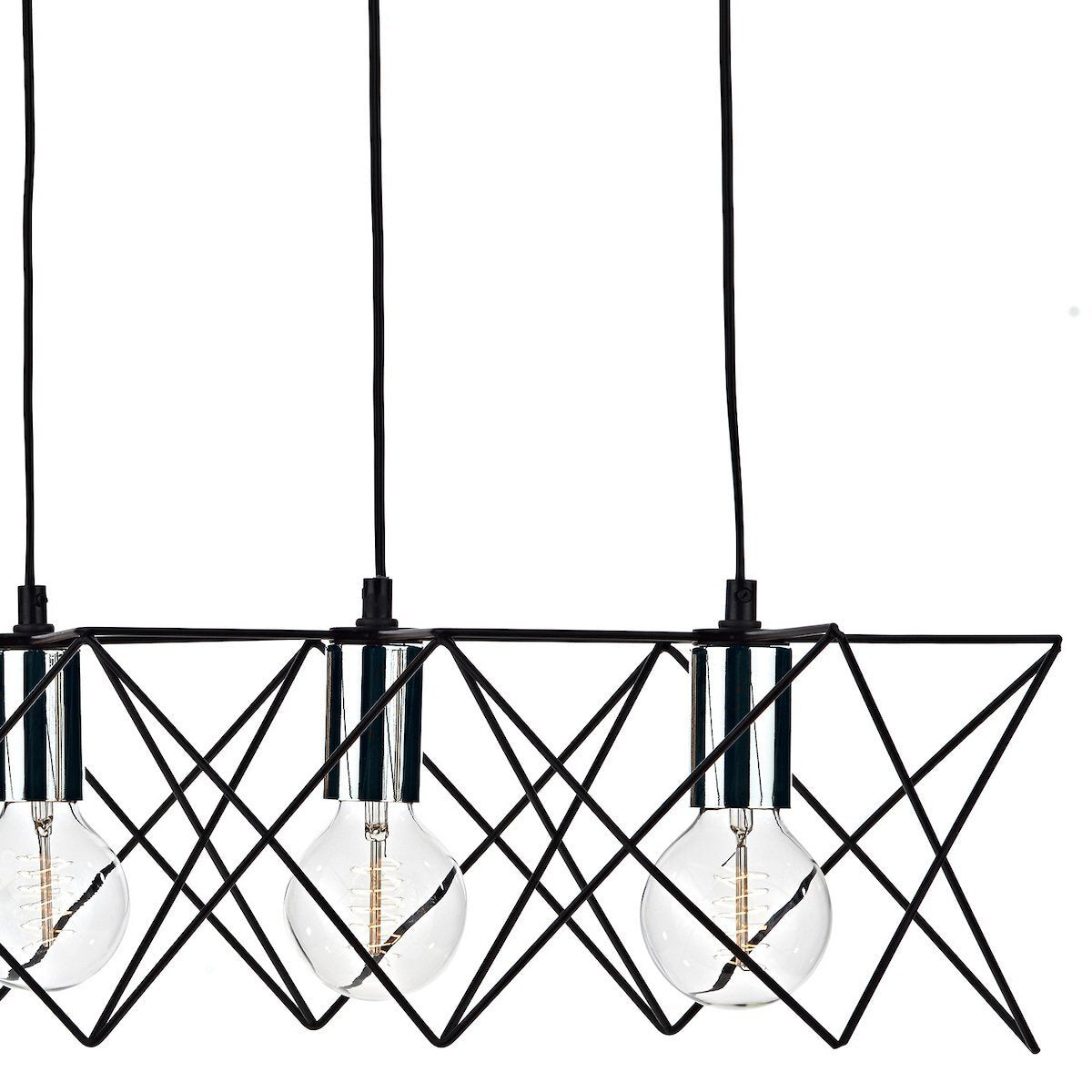 Dar Lighting Midi Cage 5lt Black & Polished Chrome Bar Pendant