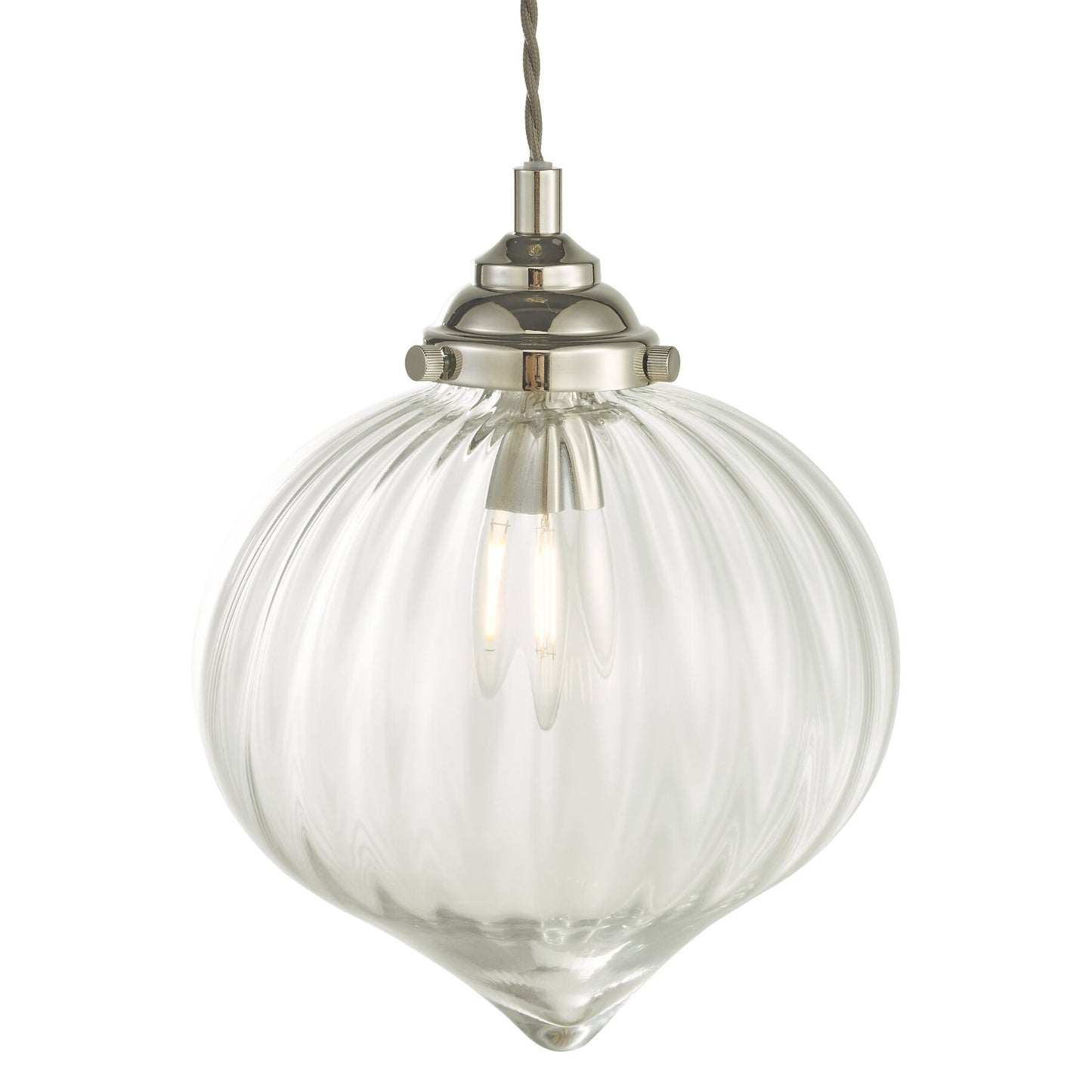 Dar Lighting Mya Polished Nickel & Glass Pendant