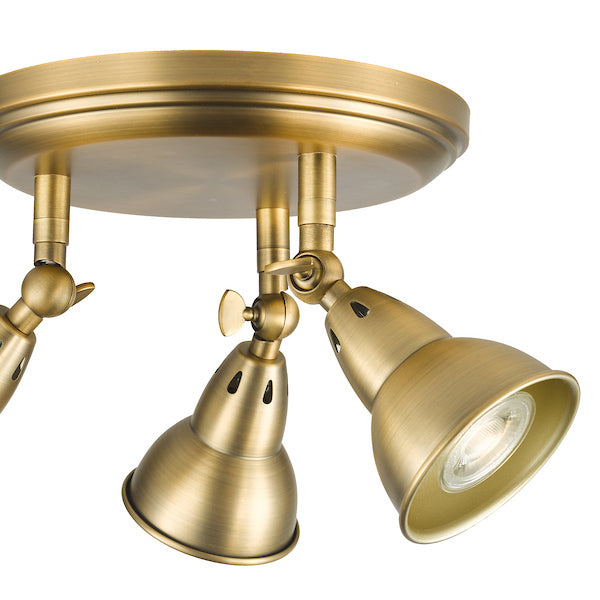 Dar Lighting Nathaniel 3 Light Aged Brass Plate Spotlight