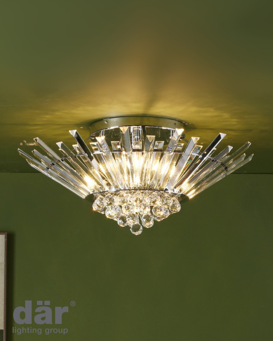 Dar Lighting Nimbus 5 Light Polished Chrome & Crystal Flush