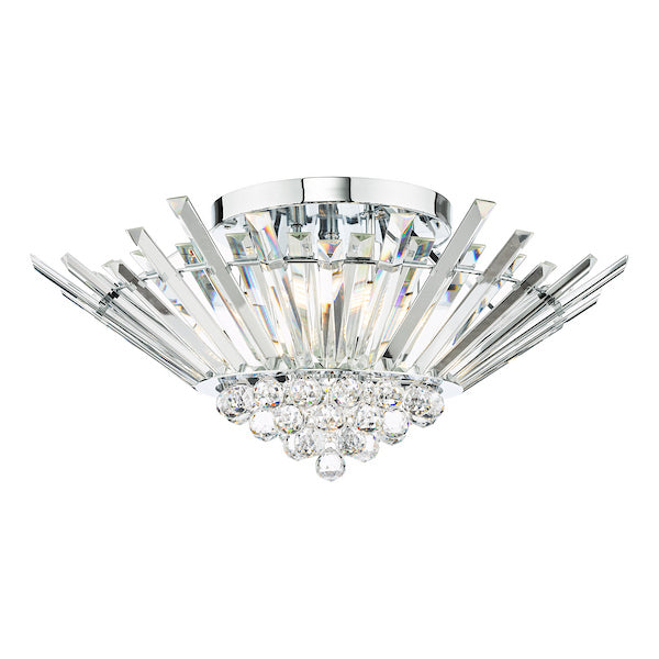 Dar Lighting Nimbus 5 Light Polished Chrome & Crystal Flush