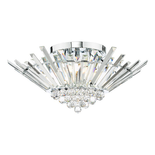 Dar Lighting Nimbus 5 Light Polished Chrome & Crystal Flush