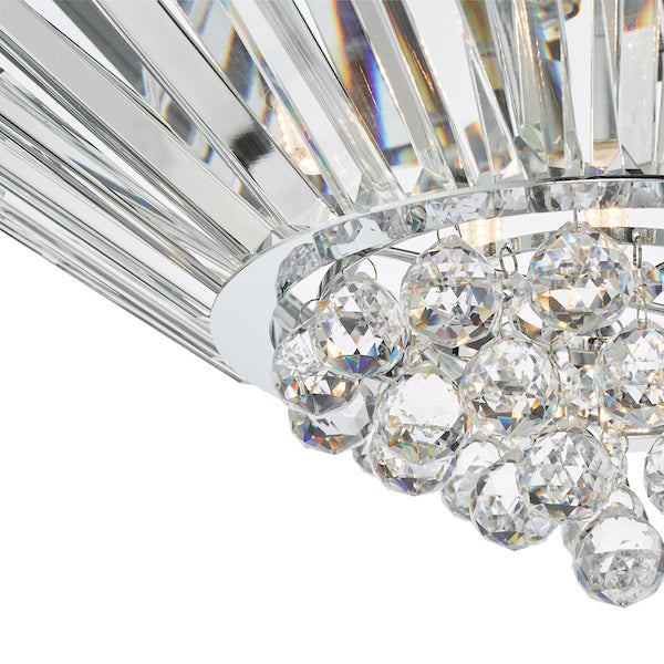 Dar Lighting Nimbus 5 Light Polished Chrome & Crystal Flush