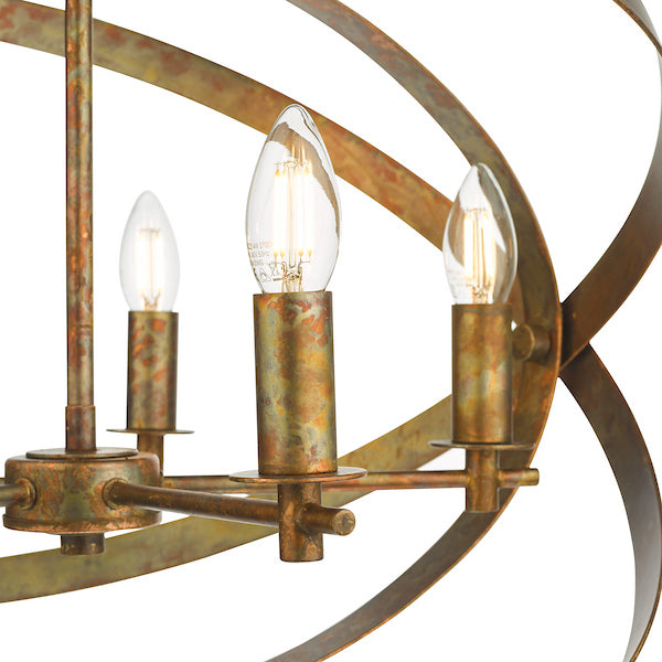 Dar Lighting Nitya 5 Light Mottled Copper Pendant