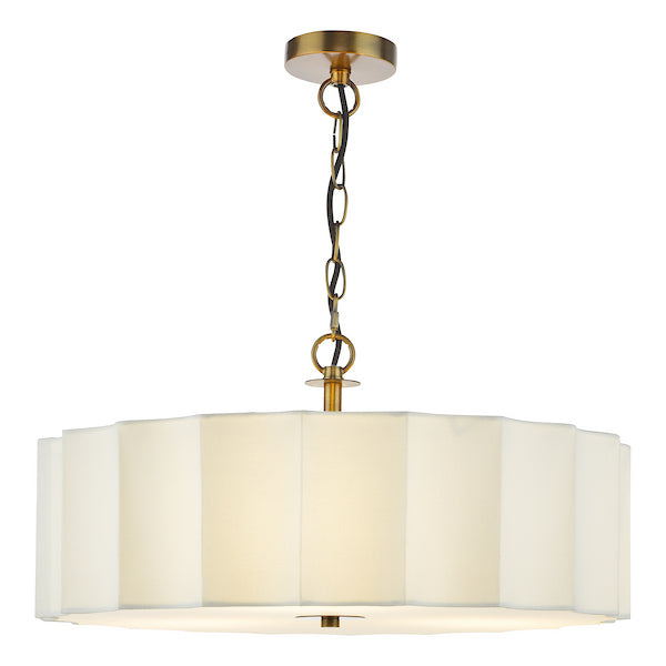Dar Lighting Noura 3 Light Ivory & Antique Bronze Pendant