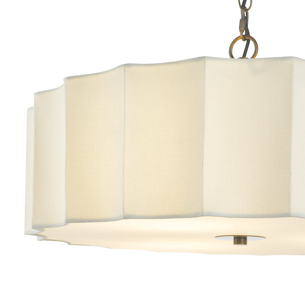 Dar Lighting Noura 3 Light Ivory & Antique Bronze Pendant