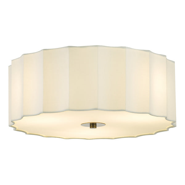 Dar Lighting Noura 3 Light Ivory & White Flush