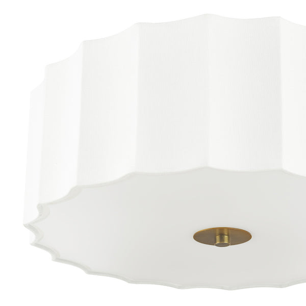 Dar Lighting Noura 3 Light Ivory & White Flush