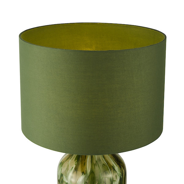Dar Lighting Nuria Green Art Glass & Polished Chrome Table Lamp With Shade