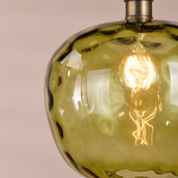 Dar Lighting Ochon Easy Fit Green Glass Pendant (Shade Only)