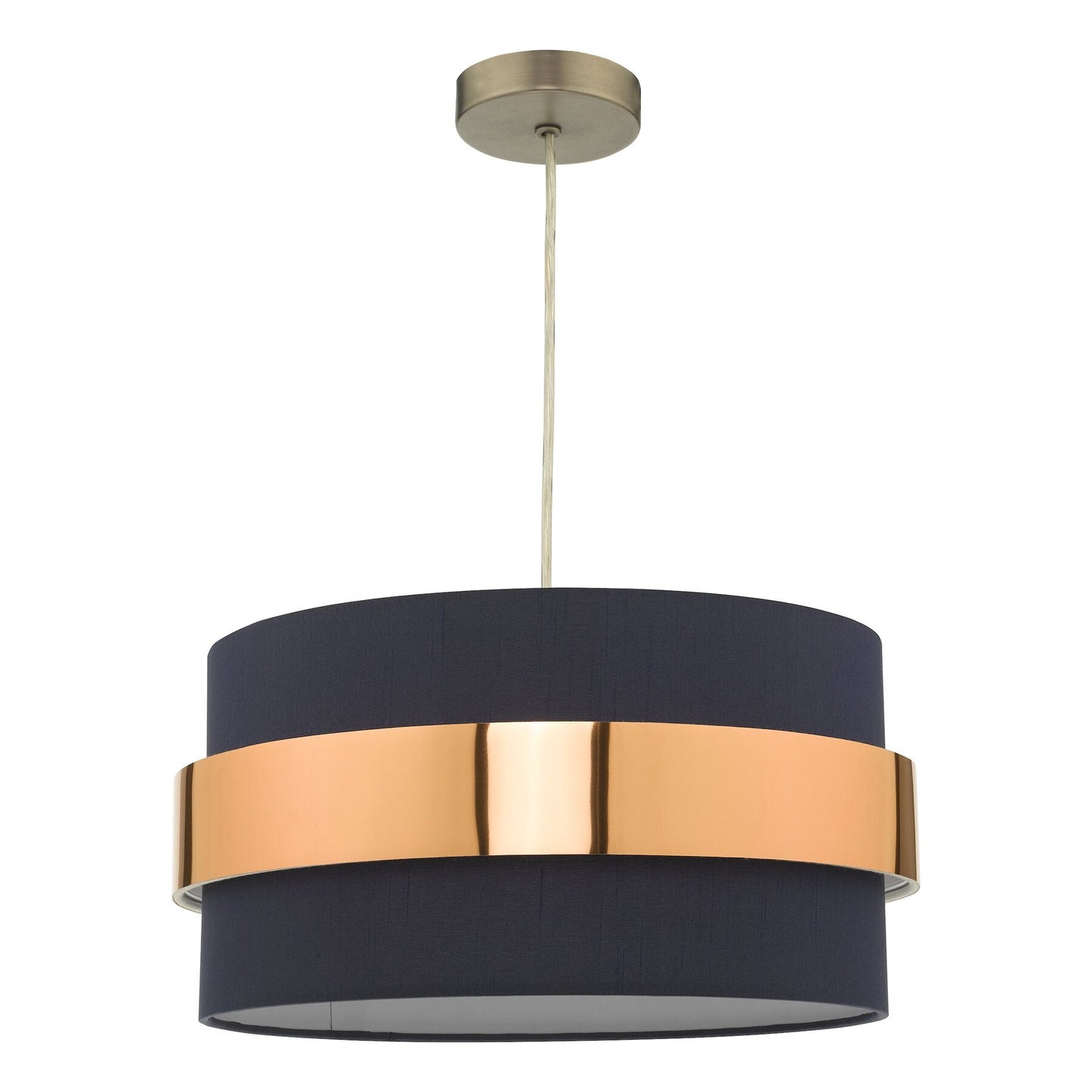 Dar Lighting Oki Navy Easy Fit Shade With Copper Band