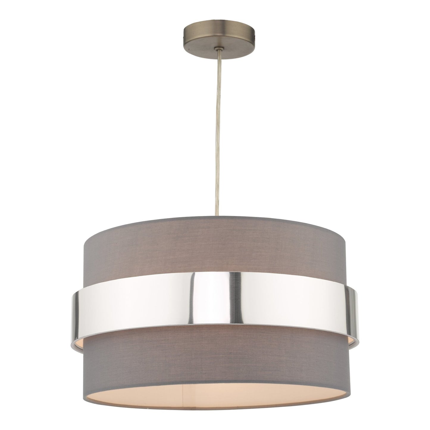 Dar Lighting Oki Grey Easy Fit Shade With Chrome Band
