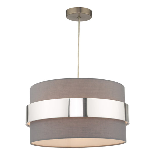 Dar Lighting Oki Grey Easy Fit Shade With Chrome Band