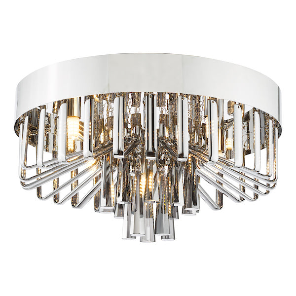 Dar Lighting Olin 5 Light Polished Chrome & Smoked Glass Flush