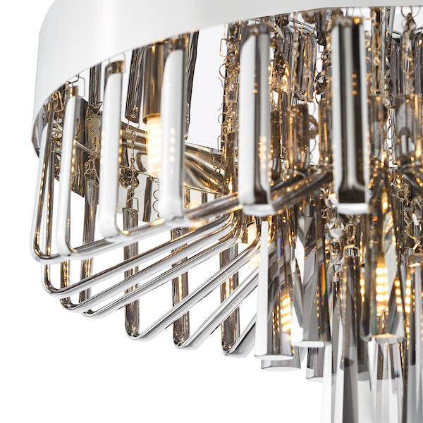 Dar Lighting Olin 5 Light Polished Chrome & Smoked Glass Flush