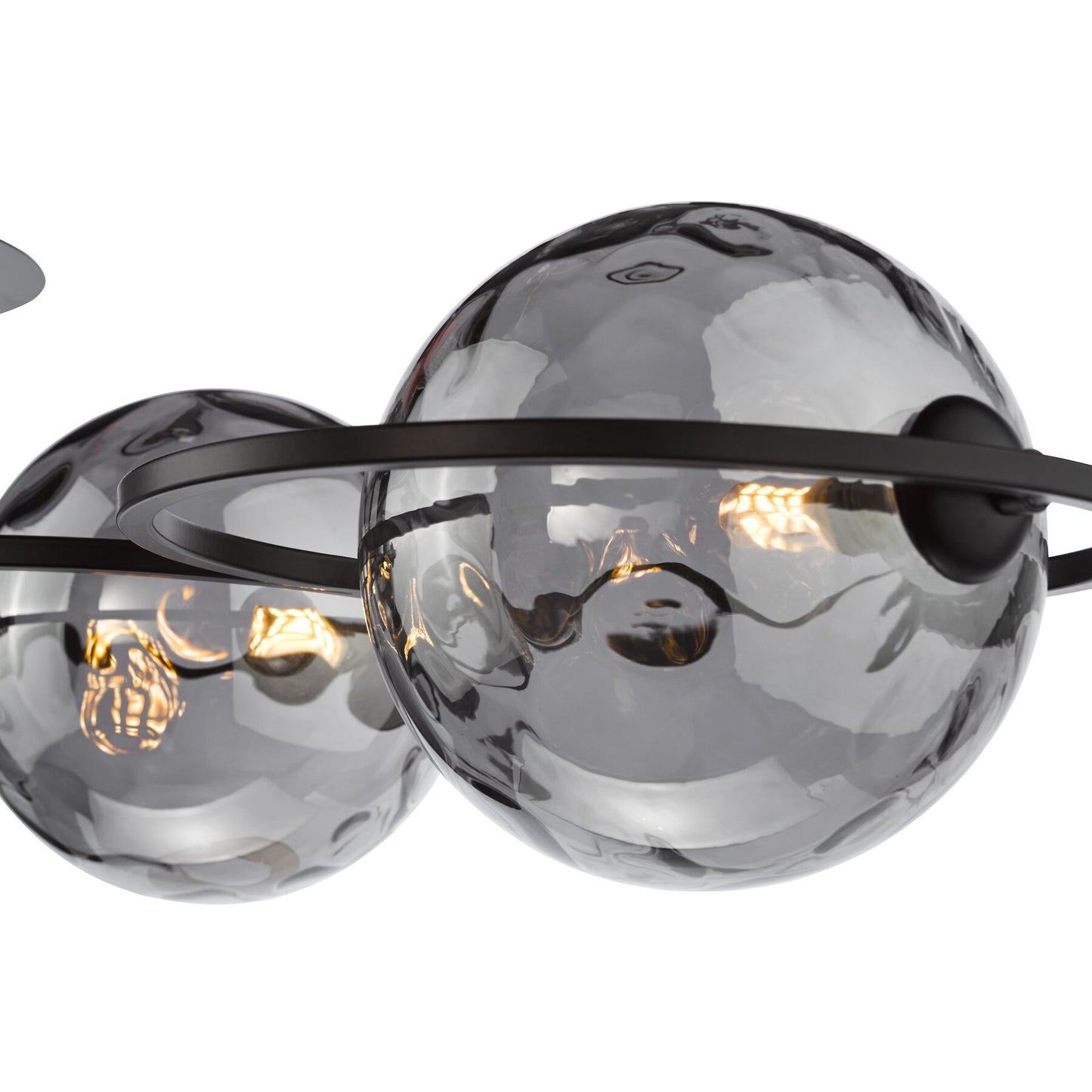 Dar Lighting Olympus 4 Light Matt Black & Smoked Dimpled Glass Semi Flush