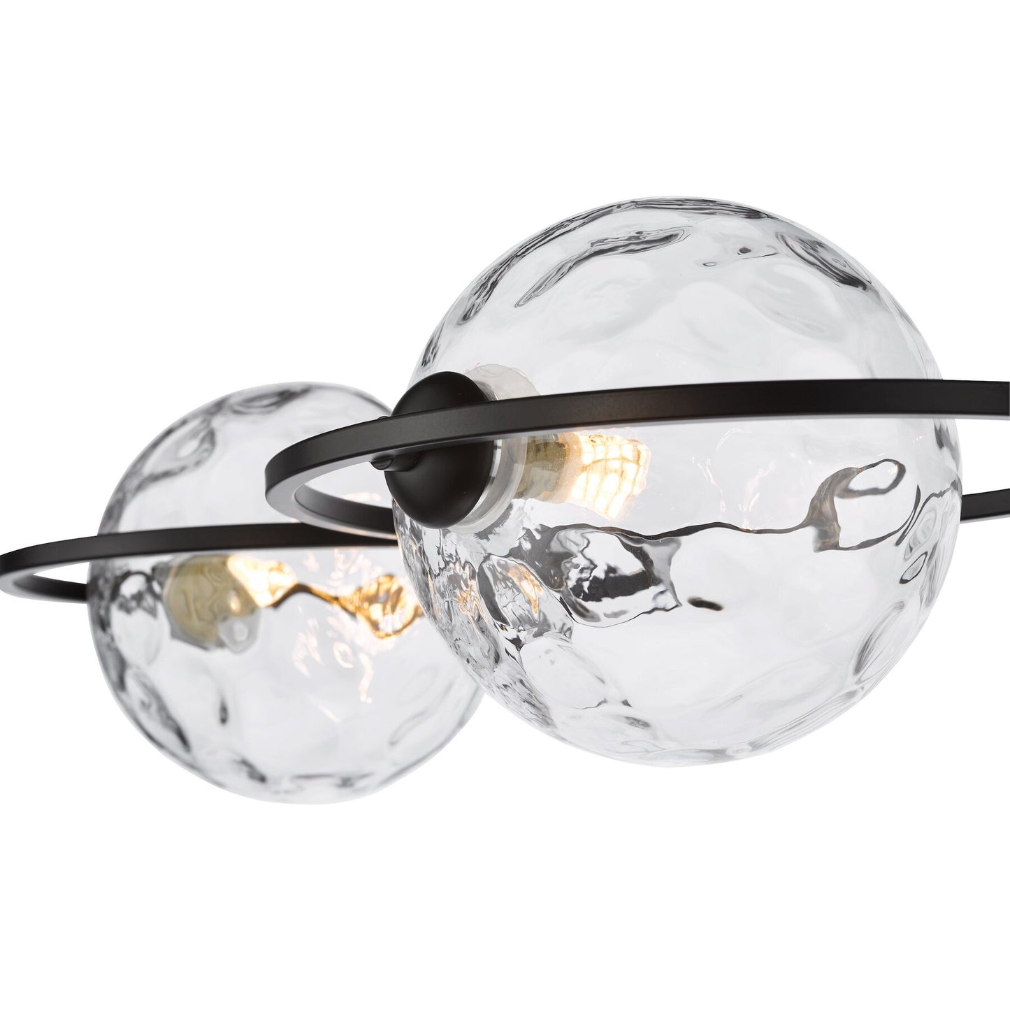 Dar Lighting Olympus 4 Light Matt Black & Clear Dimpled Glass Semi Flush