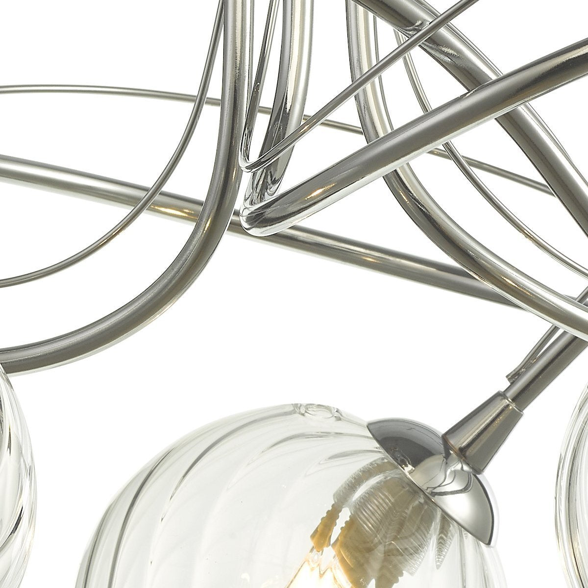 Dar Lighting Onawa 3 Light Polished Chrome Semi Flush With Twisted Closed Glass