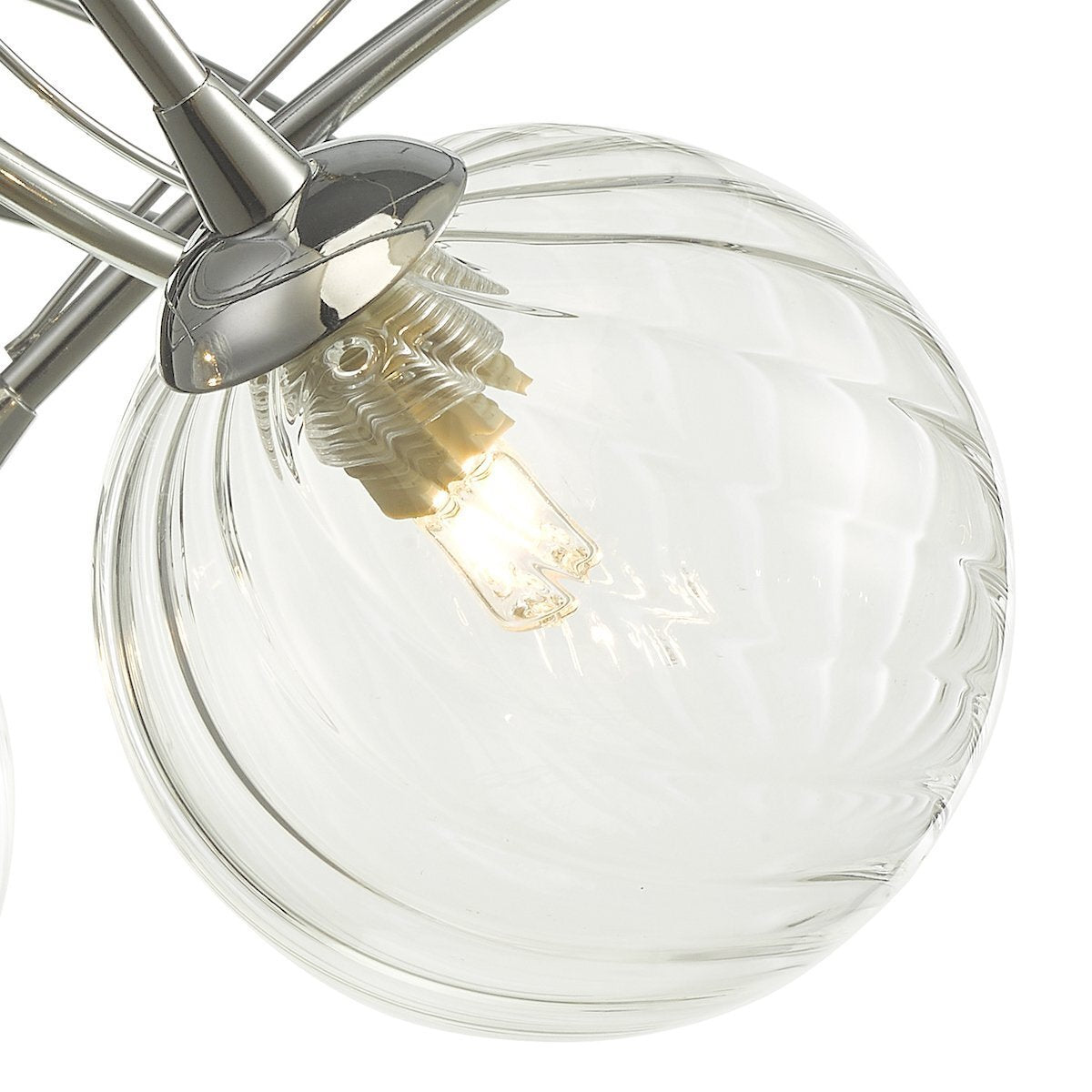 Dar Lighting Onawa 3 Light Polished Chrome Semi Flush With Twisted Closed Glass