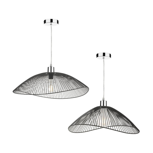Dar Lighting Onza Black Easy Fit Wire Pendants (Twin Pack)